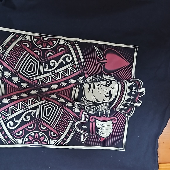 DOM MEN'S S BLACK TEE SHIRT, KING OF SPADES PLAYING CARD SKULL - Picture 3 of 4